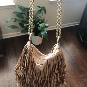 Beige Fringe Purse